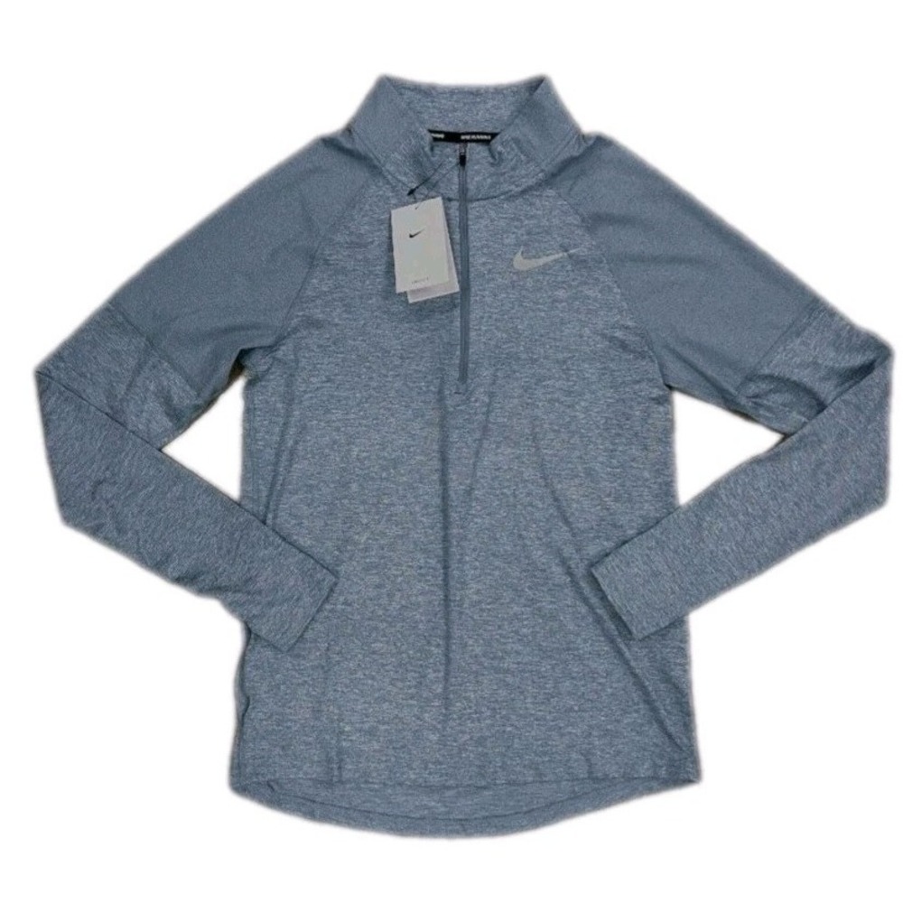 Nike Dri-Fit Running Long Sleeve Pullover 1/2 Zip Heather Blue Mens  Size Small